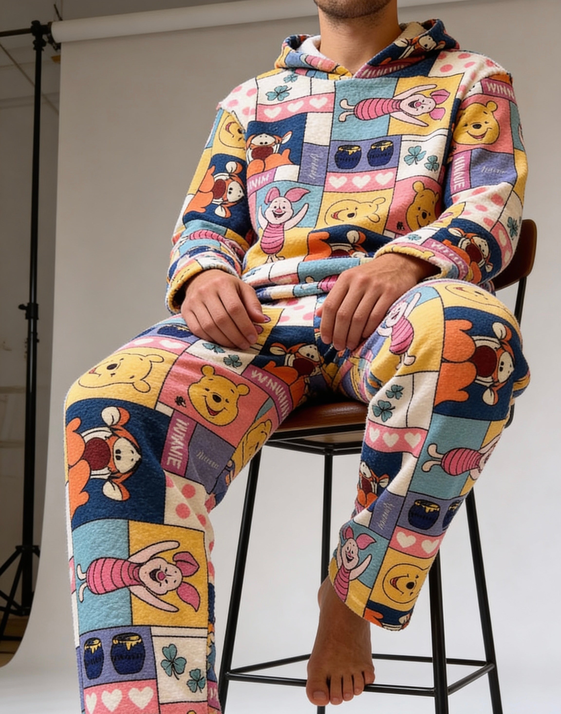 Winnie the pooh fur hoodie set